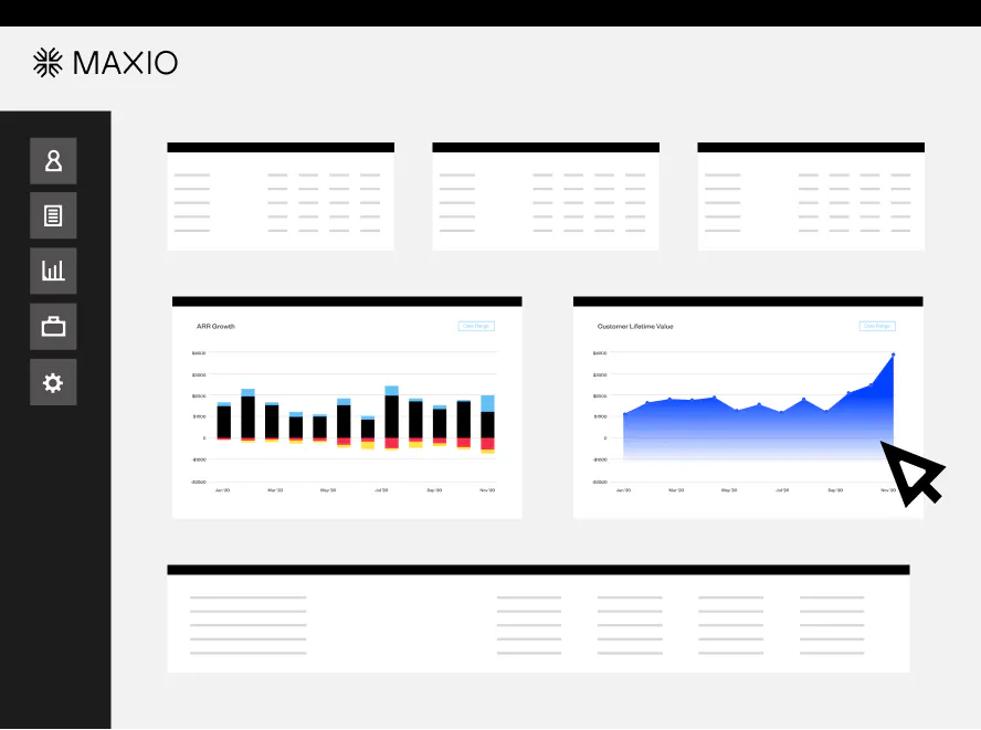 maxio dashboard example, stylized