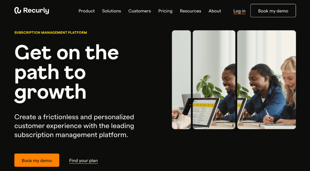 Recurly’s product homepage