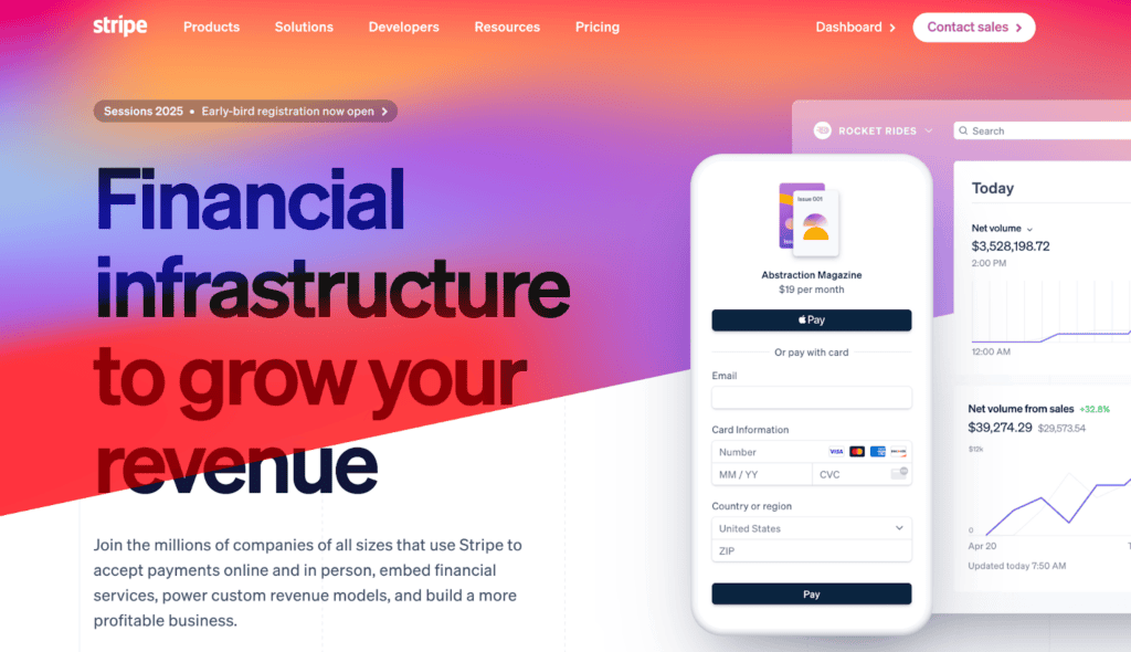 Stripe’s product homepage